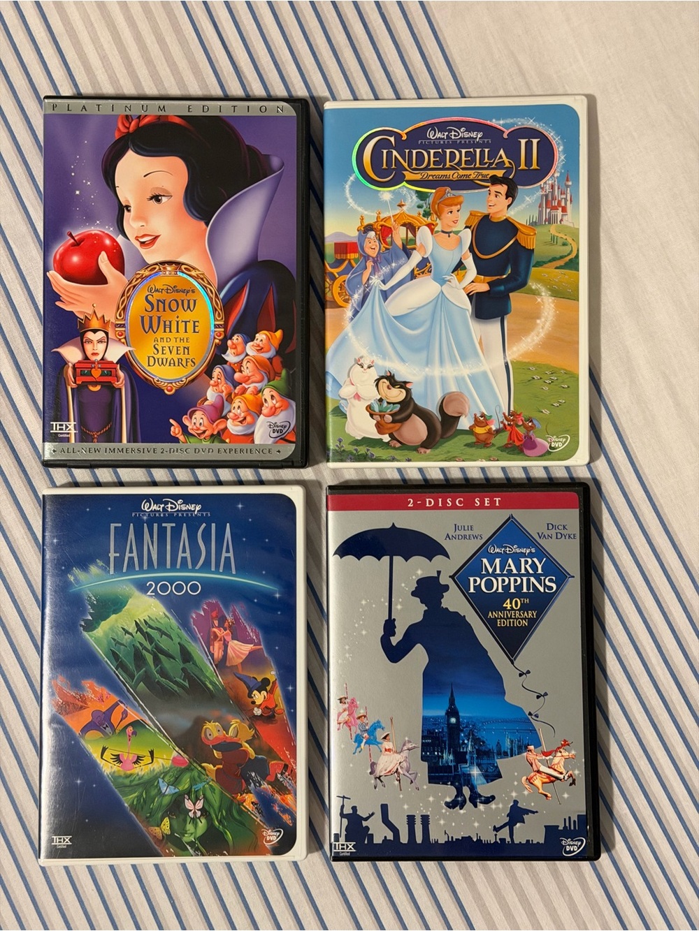 Disney DVD Lot 4 Snow White Platinum Fantasia 2000 Cinderella Mary Poppins